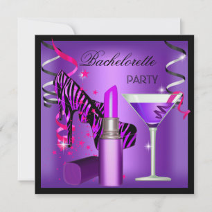Sjungbrudsfest Lila Rosa Zebra Läppstift Inbjudningar