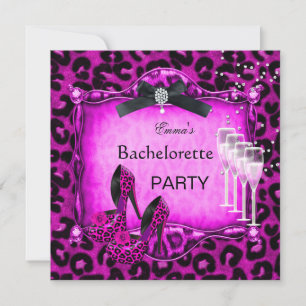 Sjungbrudskalas Hot Pink Leopard Svarta Skor Inbjudningar