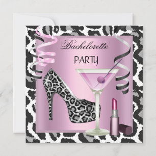 Sjungbrudsparty Läppstift Rosa Leopard Skor Inbjudningar