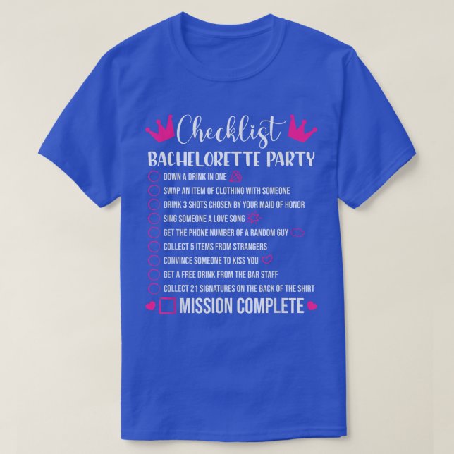 Sjungningsfest Checklista Spel Brud T-Shirt (Design framsida)