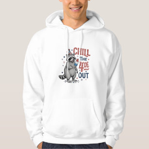 Sjunk den 4:e ut Raccoon Patriotisk Shapel Design Hoodie