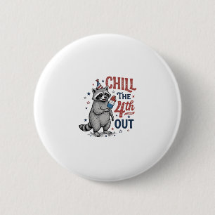 Sjunk den 4:e ut Raccoon Patriotisk skjortdesign ( Knapp