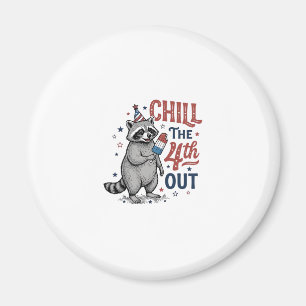 Sjunk den 4:e ut Raccoon Patriotisk skjortdesign ( Magnet
