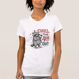 Sjunk den 4:e ut Raccoon Patriotisk skjortdesign ( T Shirt