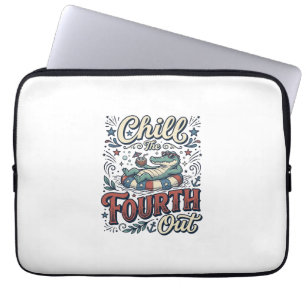 Sjunk Fjärde Ut Alligator Patriotisk T-Shirt Des Laptop Fodral