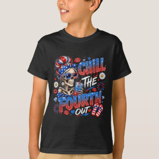 Sjunk Fjärde Ut Skelett Patriotisk Tjej T Shirt