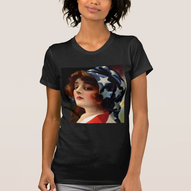 Sjunka damen 4th av patriotisk konst för Juli Tee (Framsida)