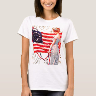Sjunka konst för vykortet för vintage för damen t-shirt