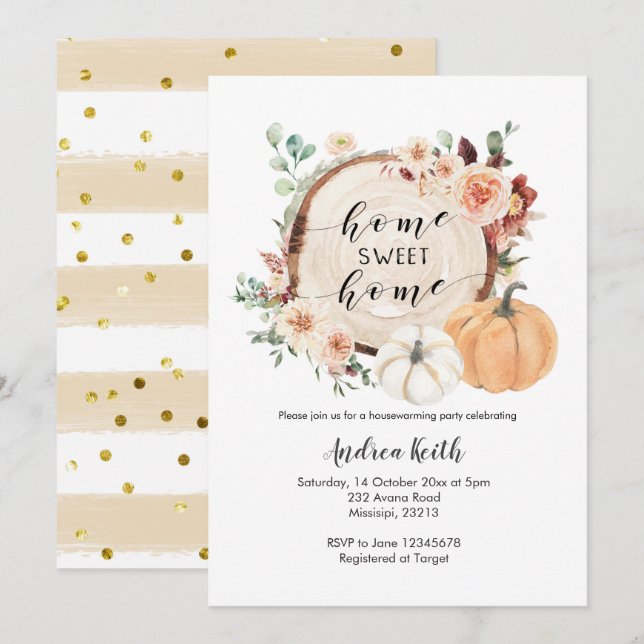 sjunka pumpa som bränts ned i orangens uppvärmning inbjudningar (Fram/baksida)