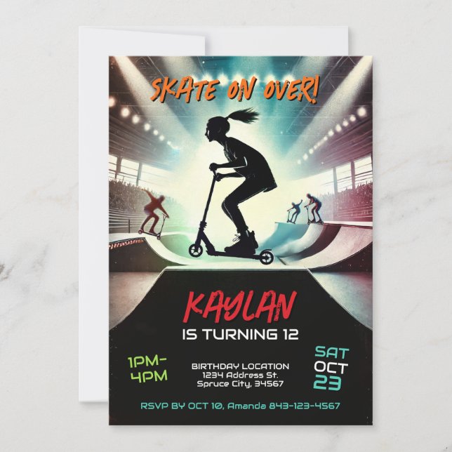 Sjunkande födelsedag - inbjudan för flickor (Framsida)