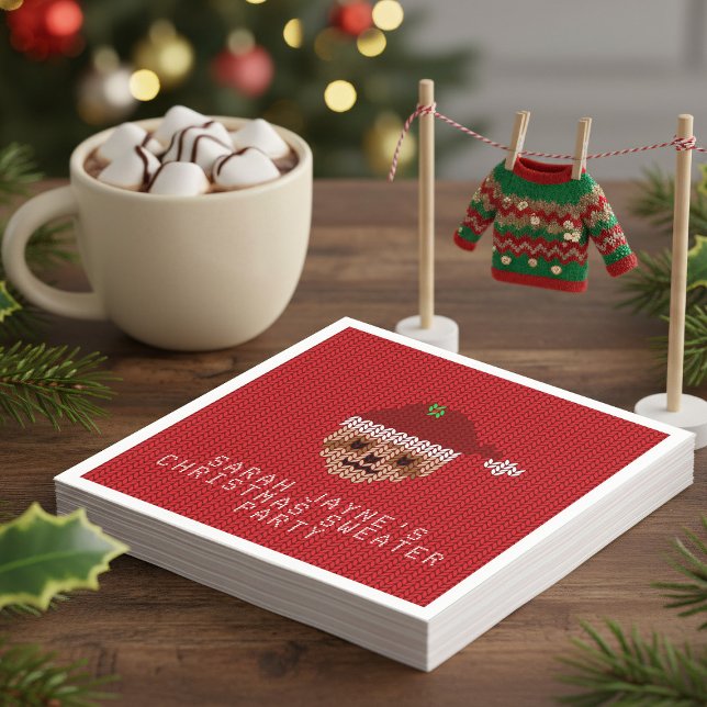 Sjunkande julsötare Party Röda Pappra blöjor Pappersservett (Hosting an ugly Christmas sweater bash? These adorable sloth napkins are the perfect accessory)