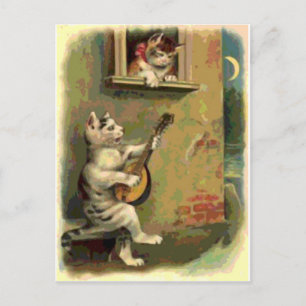 Sjunkande katt, vintage stil vykort