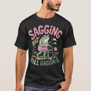 Sjunkande men fortfarande kvävande groda rolig vin t shirt