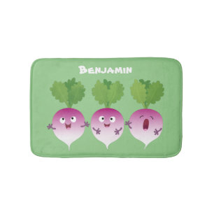 Sjunkande tecknad av grönsakstrio i Cute turnip Badrumsmatta