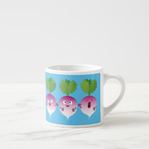 Sjunkande tecknad av grönsakstrio i Cute turnip Espressomugg