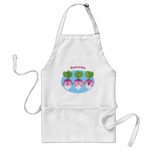 Sjunkande tecknad av grönsakstrio i Cute turnip Förkläde