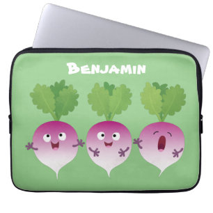 Sjunkande tecknad av grönsakstrio i Cute turnip Laptop Fodral