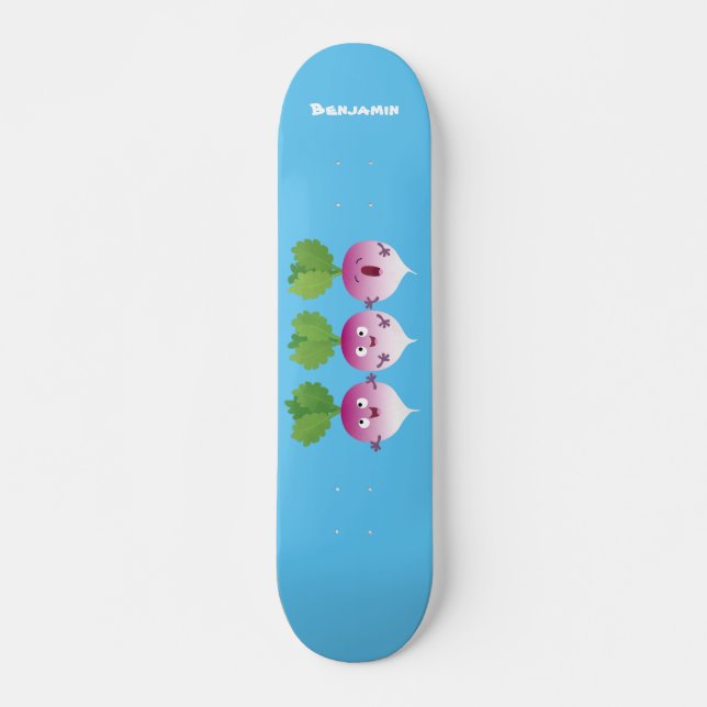 Sjunkande tecknad av grönsakstrio i Cute turnip Mini Skateboard Bräda 18,5 Cm (Framsida)