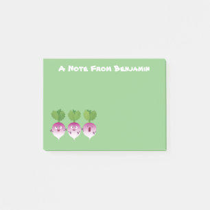Sjunkande tecknad av grönsakstrio i Cute turnip Post-it Block