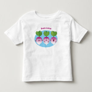 Sjunkande tecknad av grönsakstrio i Cute turnip T Shirt