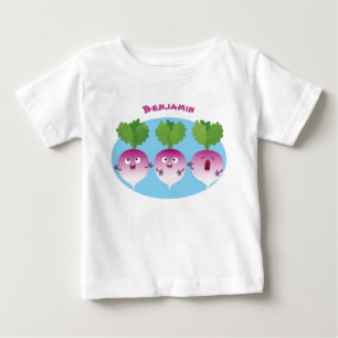 Sjunkande tecknad av grönsakstrio i Cute turnip T Shirt
