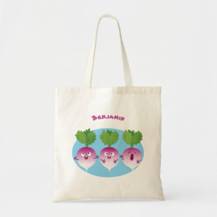 Sjunkande tecknad av grönsakstrio i Cute turnip Tygkasse