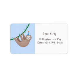 Sjunkande temafald med blå och vit prick adressetikett