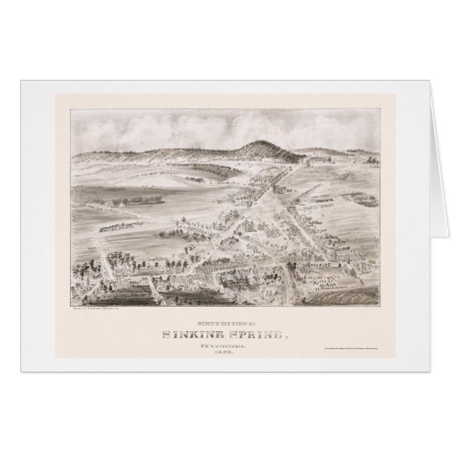 Sjunkande vår panorama- karta för PA - 1898 Hälsningskort (Framsidan Horizontal)