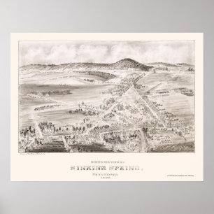 Sjunkande vår panorama- karta för PA - 1898 Poster
