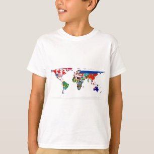 Sjunken värld - karta av flaggor av världen t-shirt