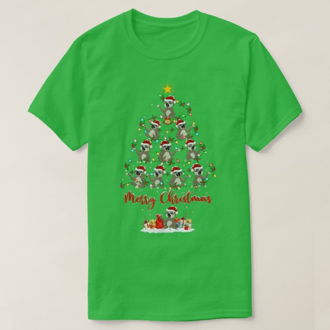 Sjunth Animal Lover Matching Santa Sloth jul T Shirt (Design framsida)