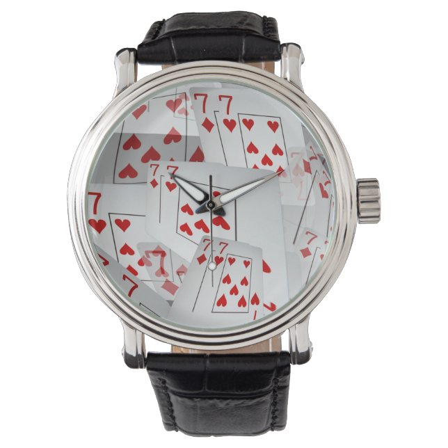 Sjuor, Poker Kort, Herr Läder Stor Ansikte Ur. Armbandsur (Framsida)