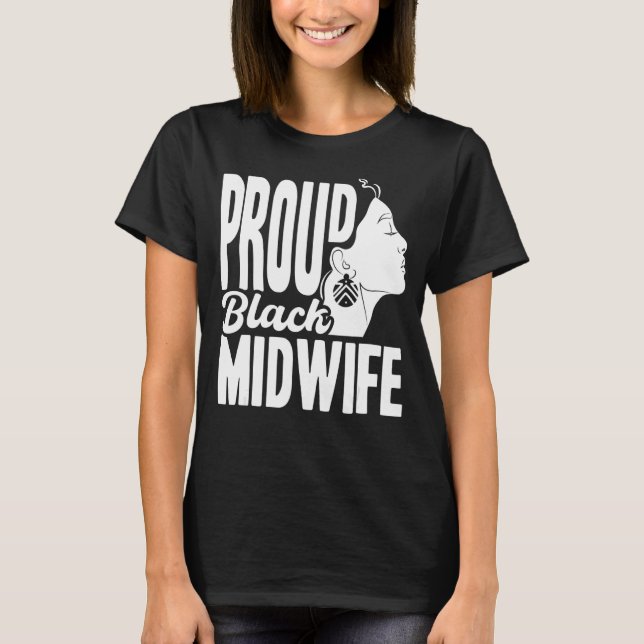 Sjuse Midfru Birth Worker Proud Black Midfru_1 T Shirt (Framsida)