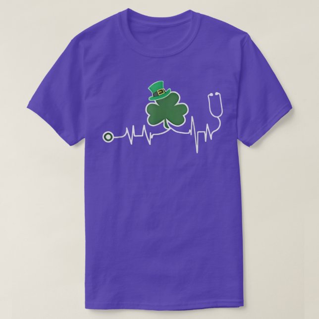 Sjuse St patricks day EKG Shamrock Heart Beat Tur T Shirt (Design framsida)