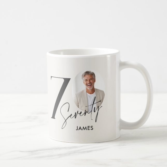 Sjuttio 70 Födelsedagsfoto Personlig Milstolpe Kaffemugg (Höger)