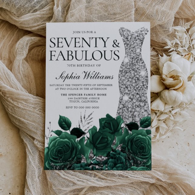 Sjuttio & Fabulous Emerald Grönt 70:e födelsedagen Inbjudningar (Skapare uppladdad)