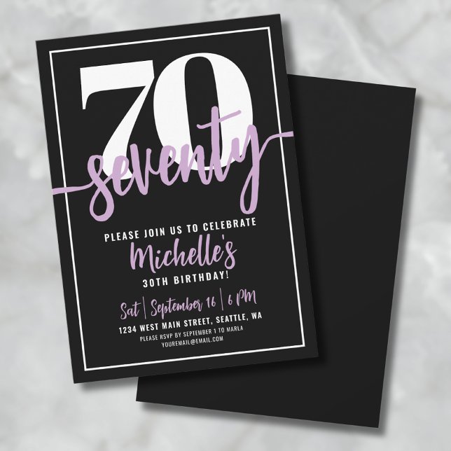 Sjuttio Moderna 70-års Födelsedagsfirande Inbjudningar (Seventy Modern 70th Birthday Party Invitation)