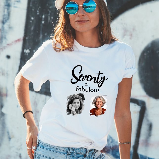 Sjuttio och Fabulous 2 Photo 70 Birthday T Shirt (Skapare uppladdad)
