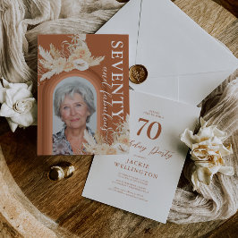Sjuttio och Fabulous Burnt Orange Boho Birthday Inbjudningar