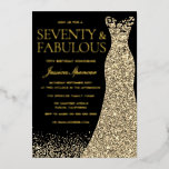Sjuttio och Fabulous Golden Foil 70th Birthday<br><div class="desc">70:e födelsedagsinbjudan till eldningsolja Se matchande samling i Niche och Nest Store</div>