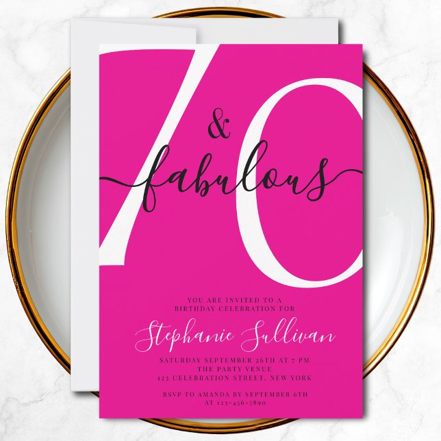 Sjuttio och fantastisk manus 70-årsdag Rosa Inbjudningar (Skapare uppladdad)