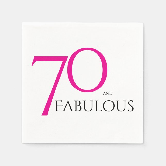 Sjuttio och fantastisk minimal rosa 70-årsdag pappersservett (Framsidan)