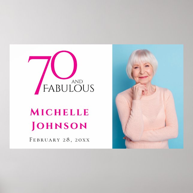 Sjuttio och fantastisk minimal rosa 70-årsdag poster (Framsidan)