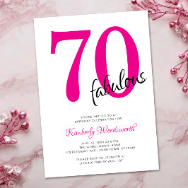 Sjuttio och fantastisk rosa 70-årsfest inbjudningar