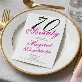 Sjuttio och fantastisk skript Rosa 70-årsdag Inbjudningar