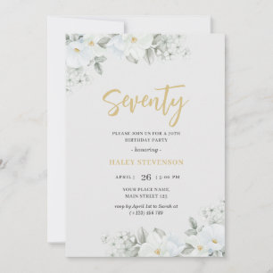 Sjuttio vita och Guld vita Blommigten Elegant föde Inbjudningar
