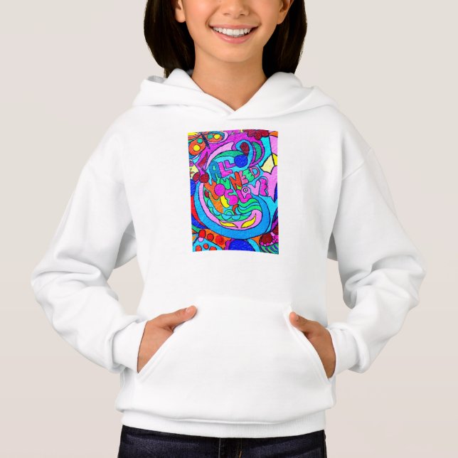 Sjuttioåriga hippie kärlek hoodie tee (Framsida)