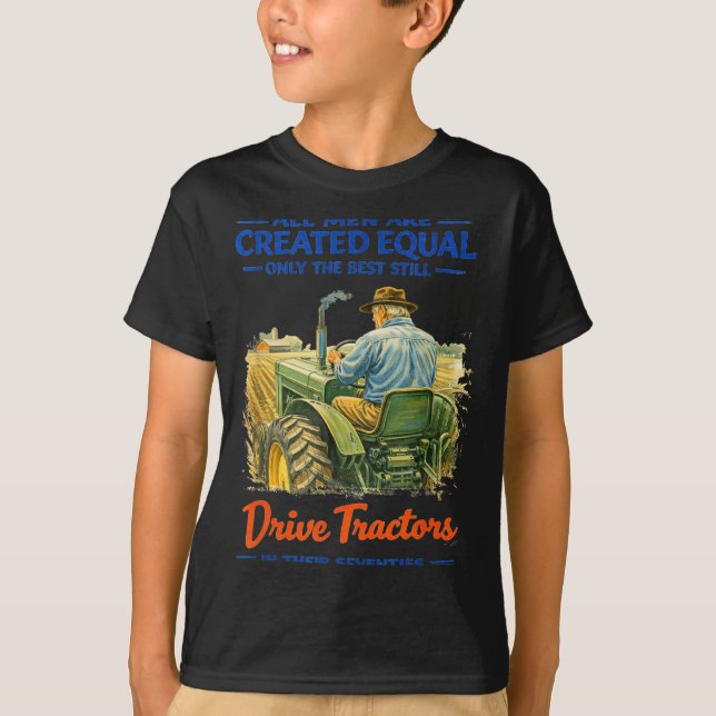 SjuttioÅrs Man Gård Traktor Lantbrukare T Shirt (Framsida)