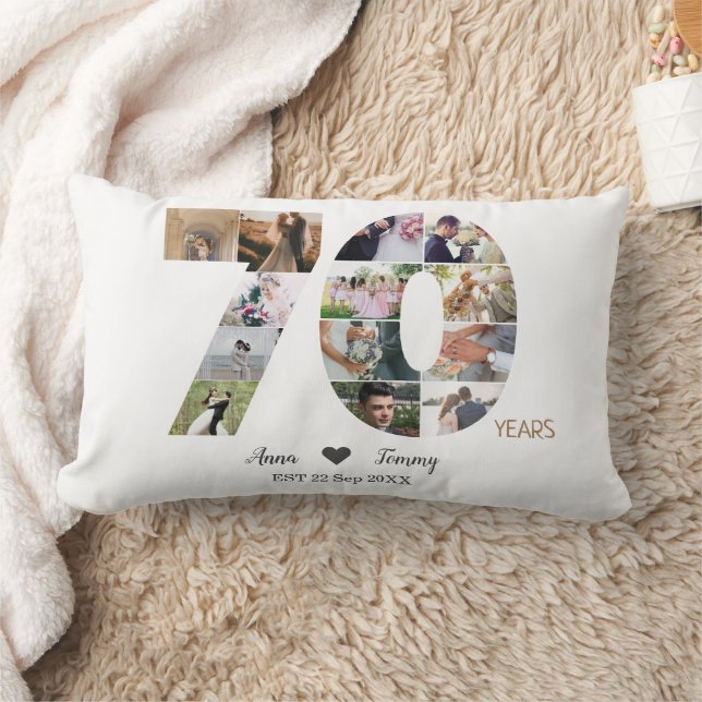 Sjuttioårsjubileum Bröllop Lumbarkudde (Filt)