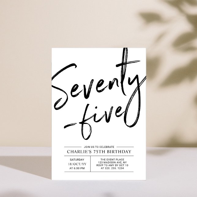 Sjuttiofem Modern 75-års födelsedagsfest inbjudan (Skapare uppladdad)